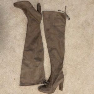 Beige Knee high boots